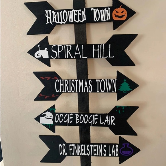 Halloween Arrow Signs 2022 Holiday Nightmare Before Christmas Arrow Location Destination Sign With Arrows Poshmark